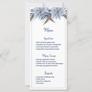 Einfach und elegant bläulich Hochzeitsmenü