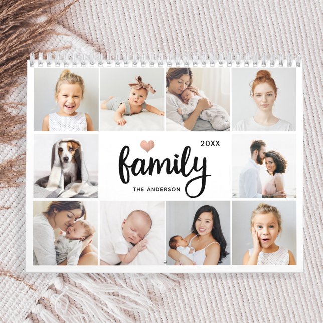 Einfach und elegant | Family Heart Foto Collage 20 Kalender (A sweet and simple photo collage calendar for your family)