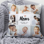 Einfach und elegant | Foto Collage für Mama mit He Kissen<br><div class="desc">Dieses schicke Schwarz-Weiß-Kissen verfügt über ein Foto-Gitter mit acht persönlichen Fotos und eine moderne Schrift-Typografie, die "Mama" sagt. Es gibt auch ein elegantes kleines Herz mit einem Imitat Rose Gold Look. Ein einfaches, minimalistisches, aber absolut stilvolles Geschenk für Ihre Mutter am Muttertag oder zu jeder Zeit, die Sie gewollt haben,...</div>