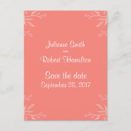 Einfach und elegant Korallenrosa Save the Date Ankündigungspostkarte