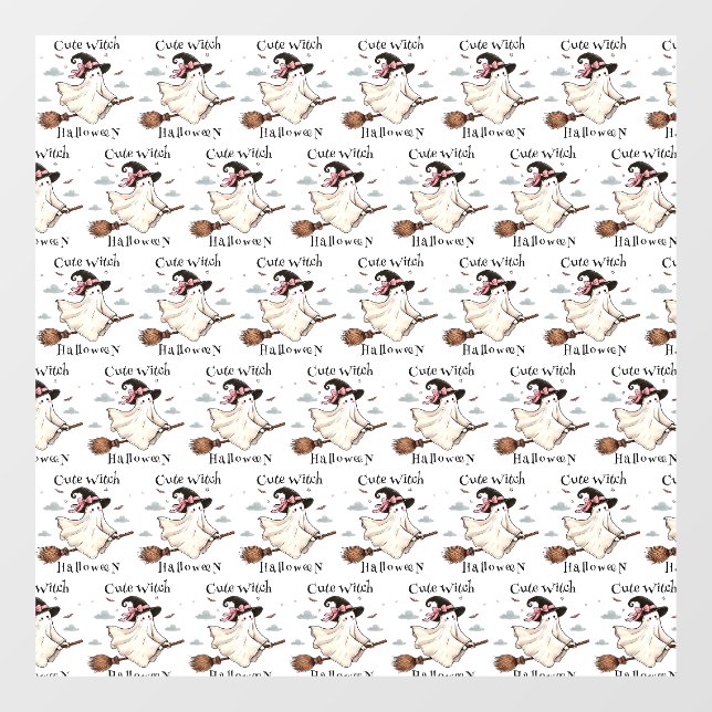 Einfach und elegant Niedlich Hexe erstes Halloween Fensteraufkleber (Blatt)