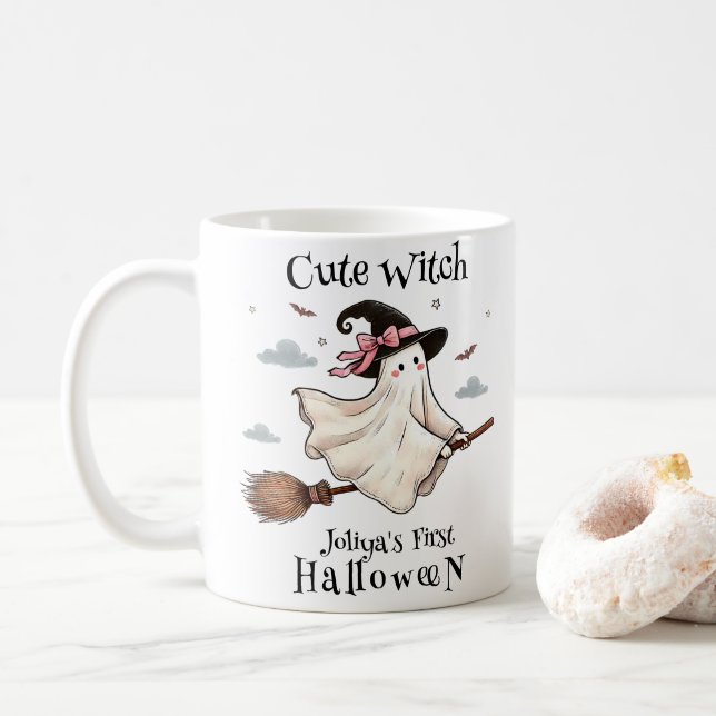 Einfach und elegant Niedlich Hexe erstes Halloween Kaffeetasse (Mit Donut)