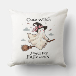 Einfach und elegant Niedlich Hexe erstes Halloween Kissen