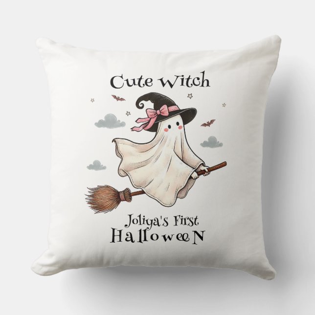 Einfach und elegant Niedlich Hexe erstes Halloween Kissen (Vorderseite)