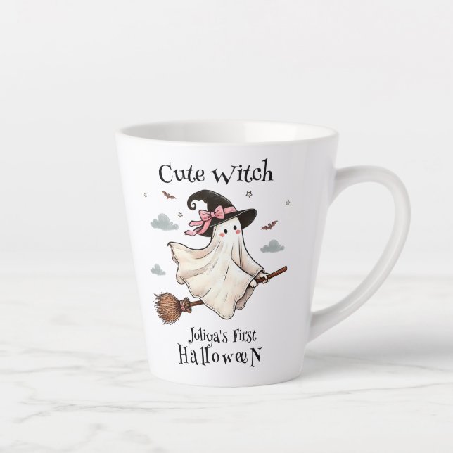Einfach und elegant Niedlich Hexe erstes Halloween Milchtasse (Rechts)