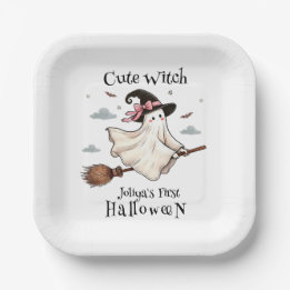 Einfach und elegant Niedlich Hexe erstes Halloween Pappteller