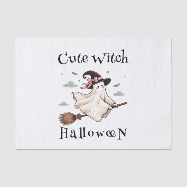 Einfach und elegant Niedlich Hexe erstes Halloween Seidenpapier (Vorderseite)