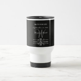 Einfach und elegant: Schwarze Linse mit Monogramm Reisebecher