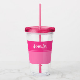 Einfach und Hübscher, Hot-Pink-Strip-Individuelle Acryltrinkbecher