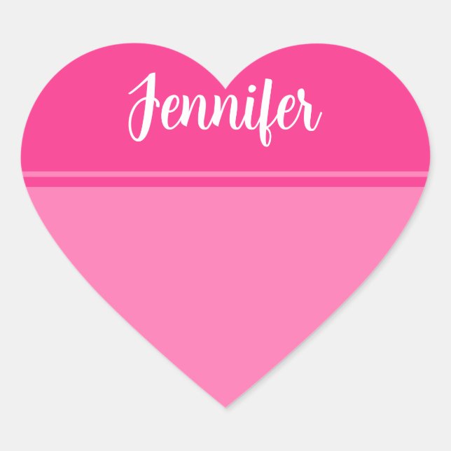 Einfach und Hübscher, Hot-Pink-Strip-Individuelle  Herz-Aufkleber (Vorderseite)
