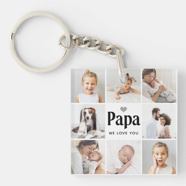 Einfach und modern | FotoCollage für Papa Schlüsselanhänger (Vorderseite)