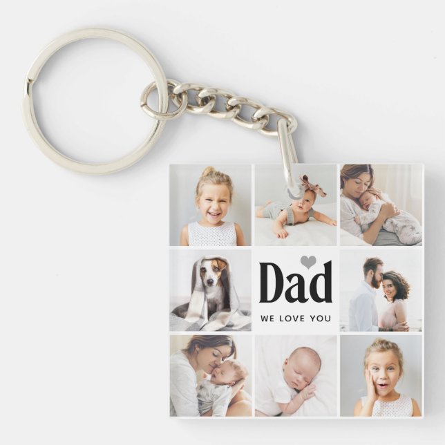 Einfach und modern | FotoCollage für Vater Schlüsselanhänger (Vorderseite)