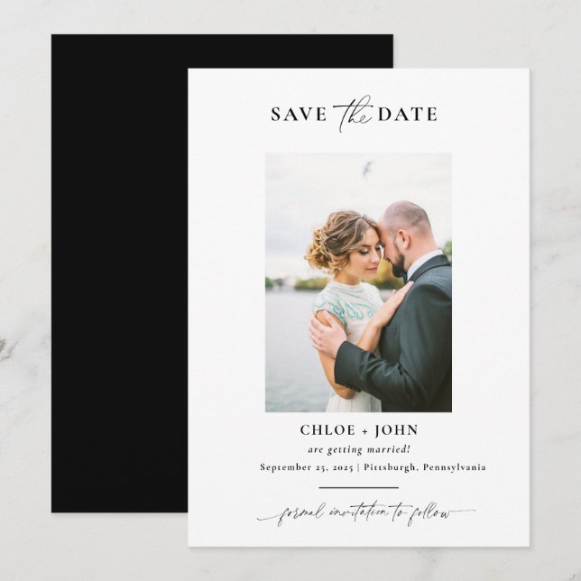 Einfach und modern Save the Date mit Foto Einladung (Vorne/Hinten)