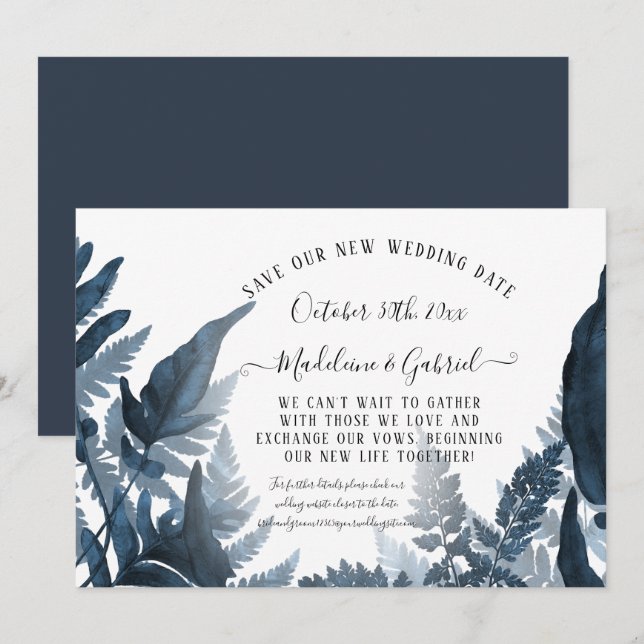 Einfach unsere neue Date Navy Hochzeit Gerettet Einladung (Vorne/Hinten)