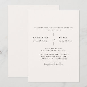 Einfach Us Light Champagner Hochzeit II Einladung