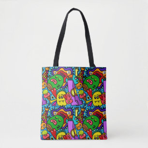Einfach verrückte, farbenfrohe All-Over-Print-Tasc Tasche