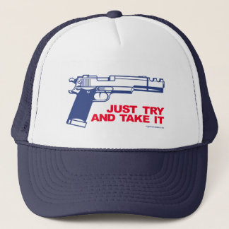 Einfach versuchen Sie und nehmen Sie ihm Hut Truckerkappe