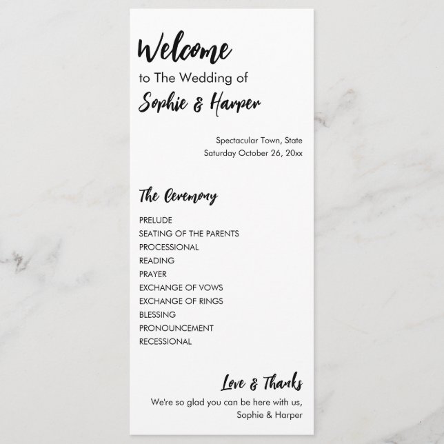 Einfach, vielseitig, Lässig Schwarz und Weiß Programm (Vorderseite)