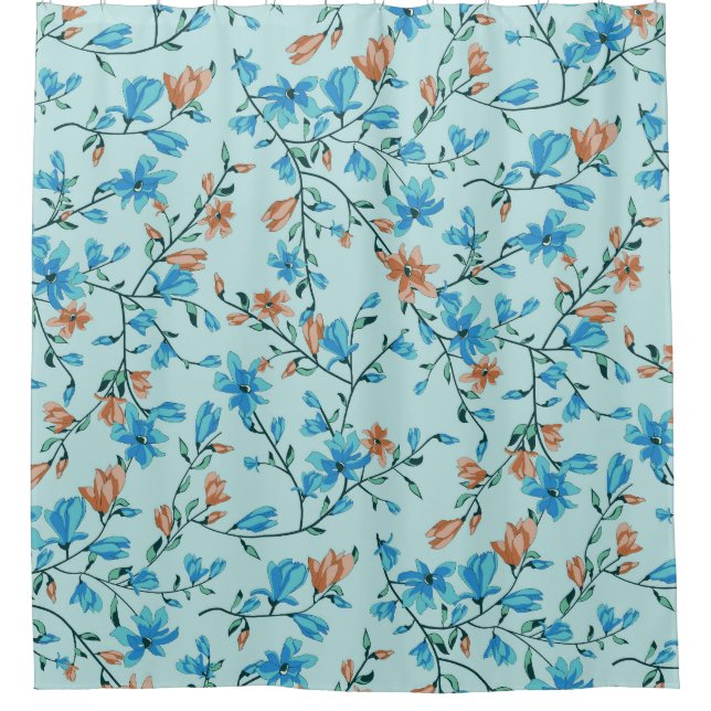 Einfach Vintag: Blumenmuster Duschvorhang (Vorderseite)