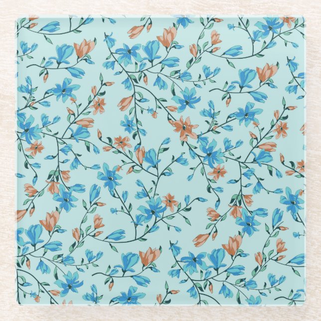 Einfach Vintag: Blumenmuster Glasuntersetzer (Vorderseite)