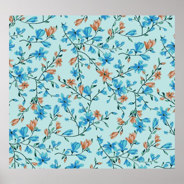 Einfach Vintag: Blumenmuster Poster (Vorne)