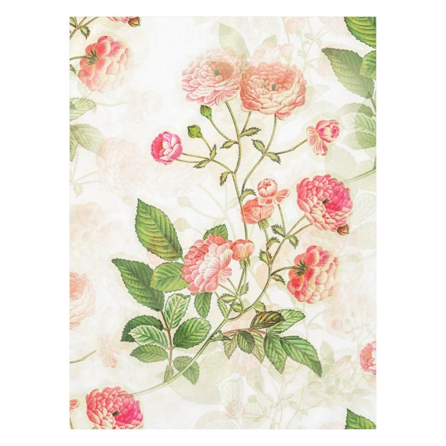 Einfach Vintages Viktorianisches rosa Blumendesign Tischdecke (Vorderseite)