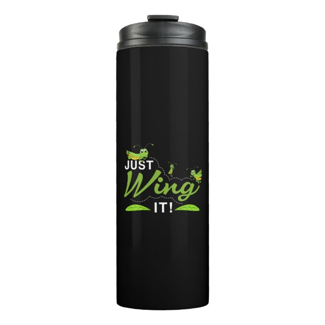 Einfach warten - Grasshopper Behalte, Zitat zu pro Thermosbecher (Vorderseite)