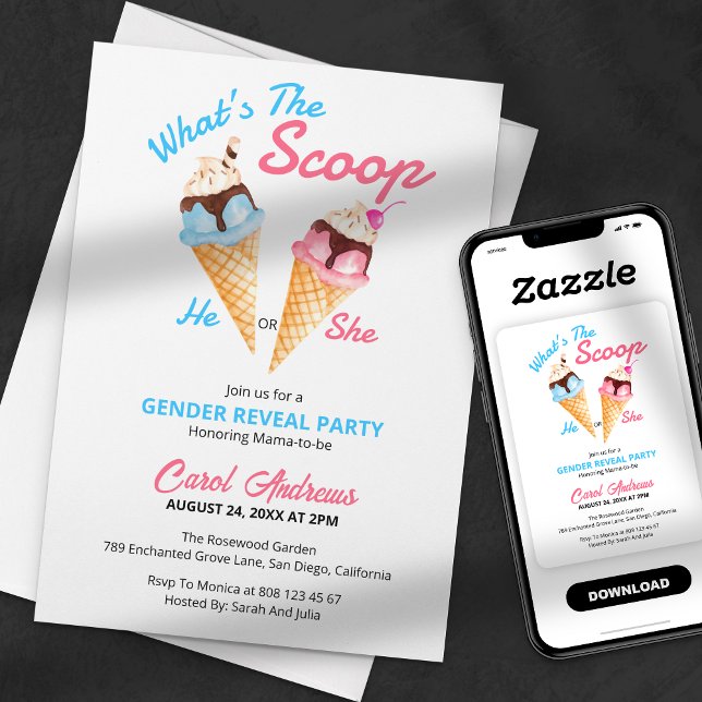 Einfach, was das Party der Scoop Gender Reveal ist Einladung (Von Creator hochgeladen)