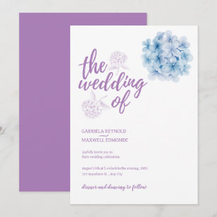 Einfach Watercolor Blue Hydrangea Wedding Einladung