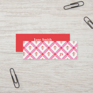 Einfach Weiblich Minimal Mit Initialen Rosa & Ro Mini Visitenkarte