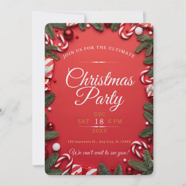 EINFACH! Weihnachts-Party Einladung - Details hinz (Vorderseite)