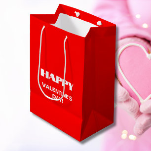 Einfach weißer, glatter Happy Valentines Day   Neo Mittlere Geschenktüte