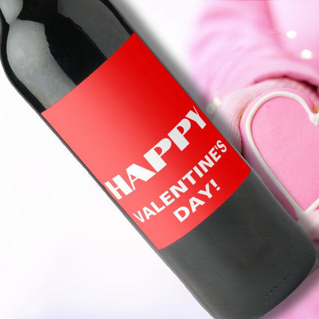 Einfach weißer, glatter Happy Valentines Day | Neo Weinetikett (Von Creator hochgeladen)