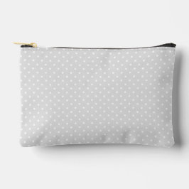 Einfach weißer Polka-Dot auf weichem Grau Zubehörtasche