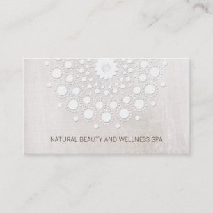Einfach weißes Mandala Beauty and Day Wellness-Cen Visitenkarte