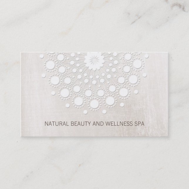 Einfach weißes Mandala Beauty and Day Wellness-Cen Visitenkarte (Vorderseite)