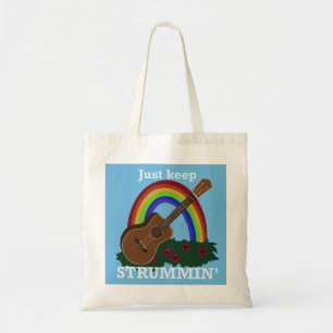 Einfach weiter klimpern Ukulele Regenbogen Hawaiia Tragetasche