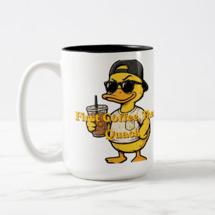 Einfach weiter quaken Süße Ente mit Kaffee Zweifarbige Tasse