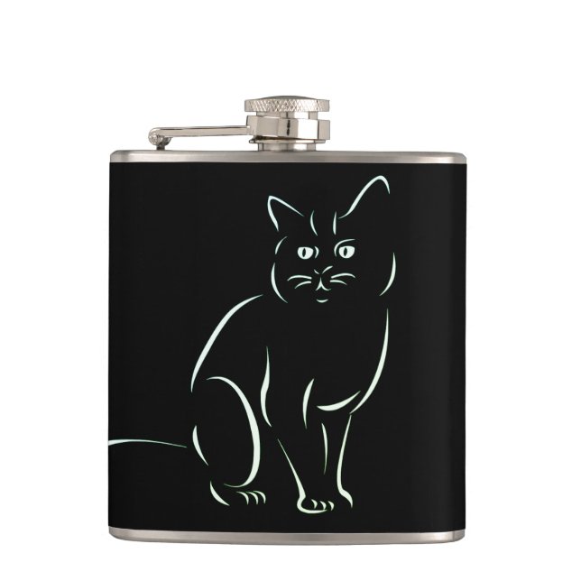 Einfach White Kitty Cat Flachmann (Vorderseite)
