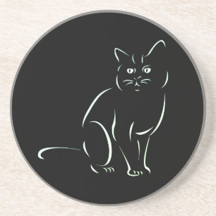 Einfach White Kitty Cat Getränkeuntersetzer
