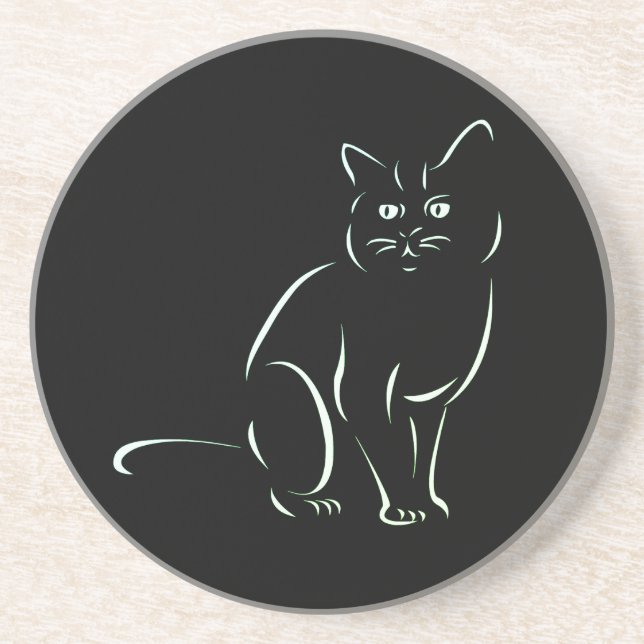 Einfach White Kitty Cat Getränkeuntersetzer (Vorne)