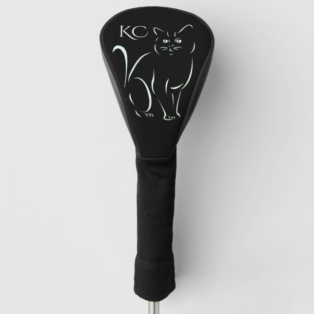 Einfach White Kitty Cat Monogram Golf Headcover (Vorderseite)