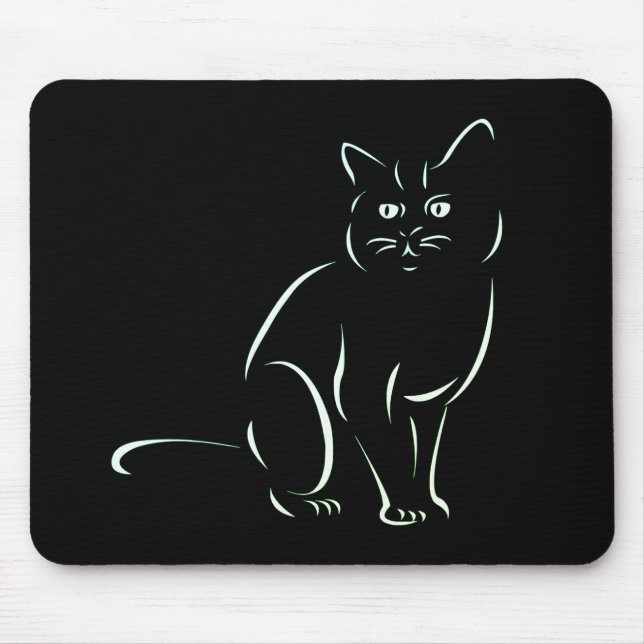 Einfach White Kitty Cat Mousepad (Vorne)