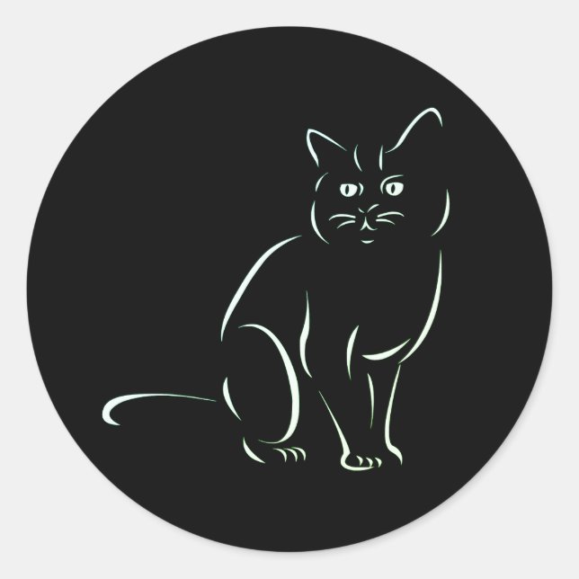 Einfach White Kitty Cat Runder Aufkleber (Vorderseite)