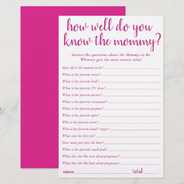 Einfach, wie gut du Mama kennst | Hot Pink Card (Vorne/Hinten)