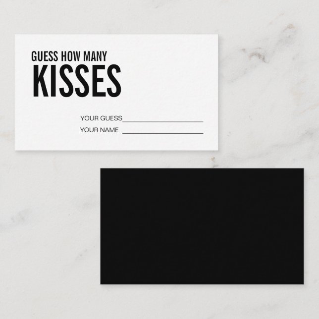 Einfach Wie viele Kisses Brautparty Game Begleitkarte (Vorne/Hinten)