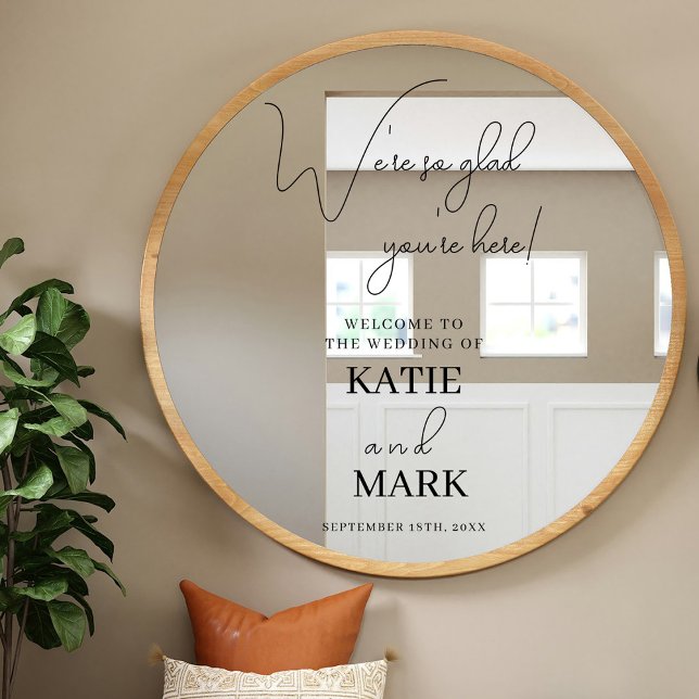 Einfach willkommen bei unserem Briefmarkensymbol D Fensteraufkleber (Simple Welcome To Our Wedding Sign Banner Decal)