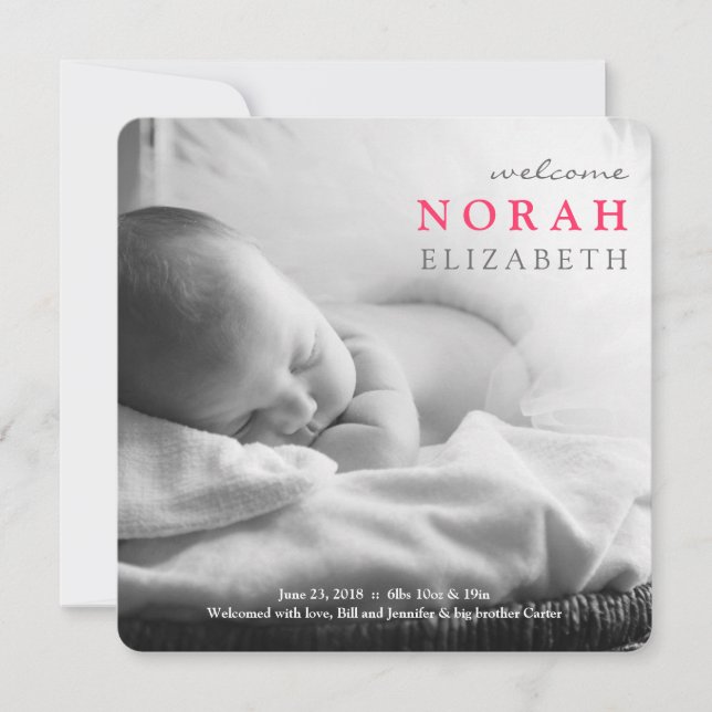 Einfach Willkommen | Kinderankündigung Ankündigung (Vorderseite)