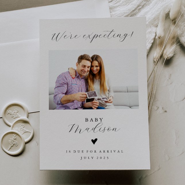 Einfach, wir erwarten Baby Announcement Card Einladung (Von Creator hochgeladen)
