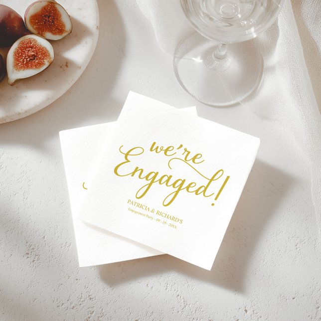 Einfach: Wir sind Verlobtes Engagement Party Gold Serviette (Von Creator hochgeladen)